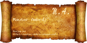Mauter Ambró névjegykártya
